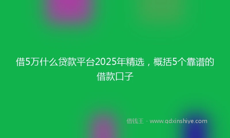 借5万什么贷款平台2025年精选，概括5个靠谱的借款口子