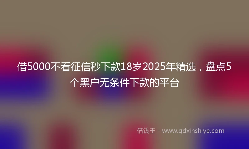 借5000不看征信秒下款18岁2025年精选，盘点5个黑户无条件下款的平台