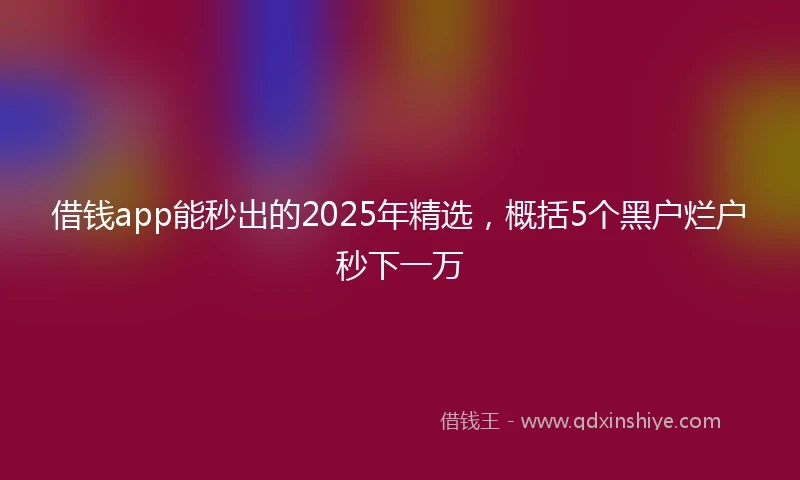 借钱app能秒出的2025年精选，概括5个黑户烂户秒下一万