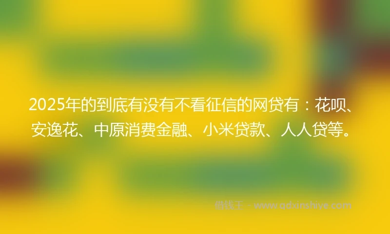 2025年的到底有没有不看征信的网贷有：花呗、安逸花、中原消费金融、小米贷款、人人贷等。