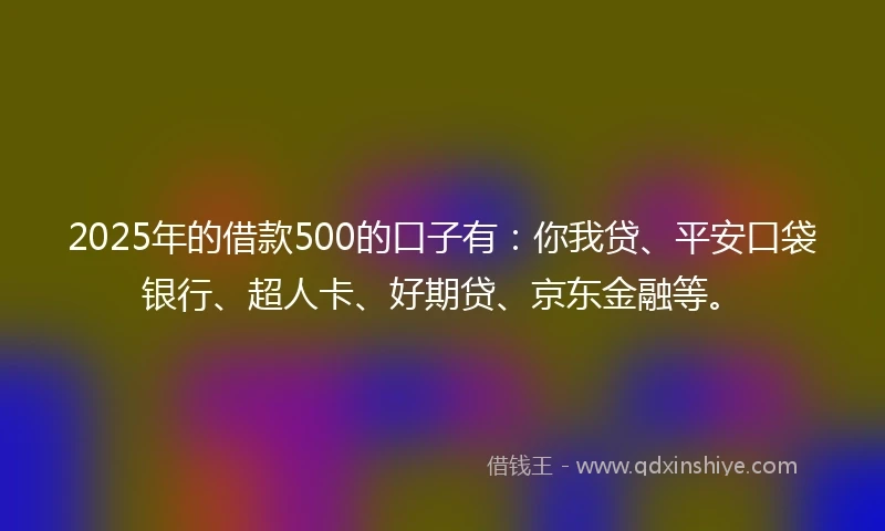 2025年的借款500的口子有：你我贷、平安口袋银行、超人卡、好期贷、京东金融等。