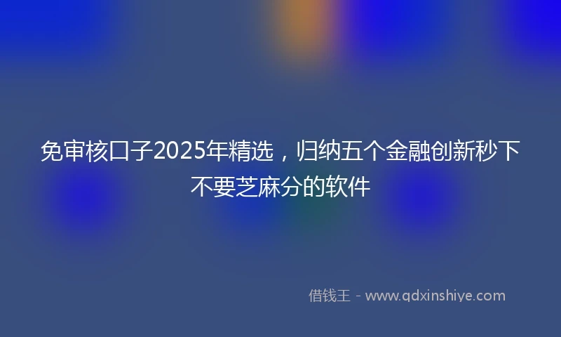 免审核口子2025年精选，归纳五个金融创新秒下不要芝麻分的软件