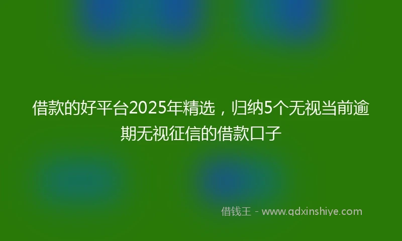 借款的好平台2025年精选，归纳5个无视当前逾期无视征信的借款口子