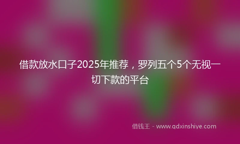 借款放水口子2025年推荐，罗列五个5个无视一切下款的平台