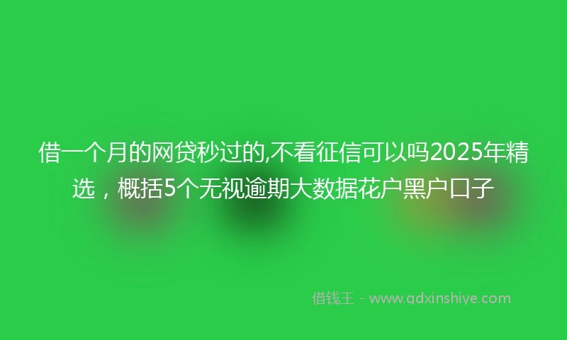 借一个月的网贷秒过的,不看征信可以吗2025年精选，概括5个无视逾期大数据花户黑户口子