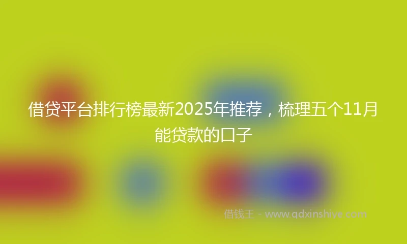 借贷平台排行榜最新2025年推荐，梳理五个11月能贷款的口子