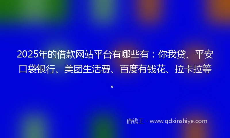 2025年的借款网站平台有哪些有：你我贷、平安口袋银行、美团生活费、百度有钱花、拉卡拉等。