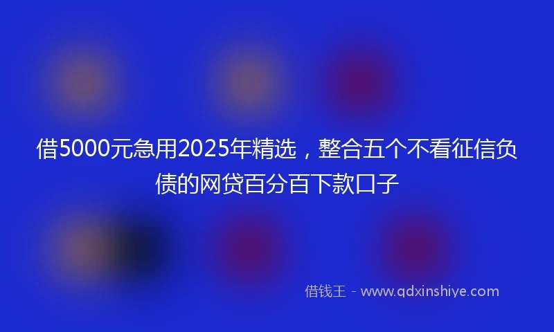 借5000元急用2025年精选，整合五个不看征信负债的网贷百分百下款口子