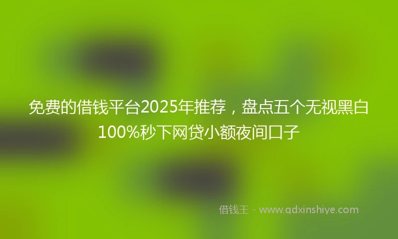 免费的借钱平台2025年推荐，盘点五个无视黑白100%秒下网贷小额夜间口子