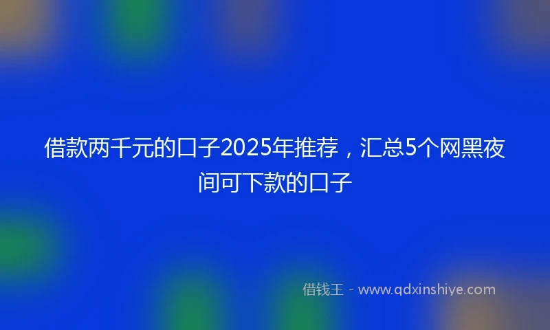 借款两千元的口子2025年推荐，汇总5个网黑夜间可下款的口子