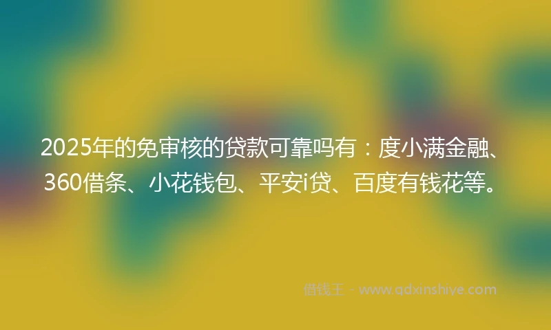 2025年的免审核的贷款可靠吗有：度小满金融、360借条、小花钱包、平安i贷、百度有钱花等。