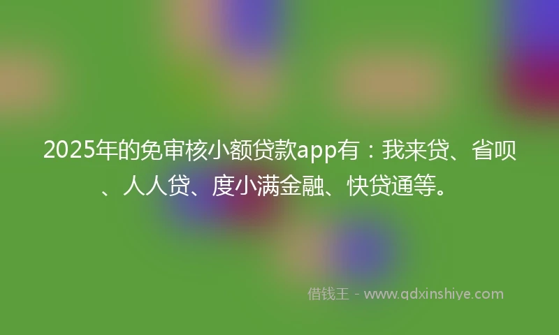 2025年的免审核小额贷款app有：我来贷、省呗、人人贷、度小满金融、快贷通等。