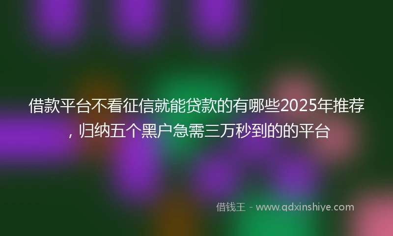 借款平台不看征信就能贷款的有哪些2025年推荐，归纳五个黑户急需三万秒到的的平台