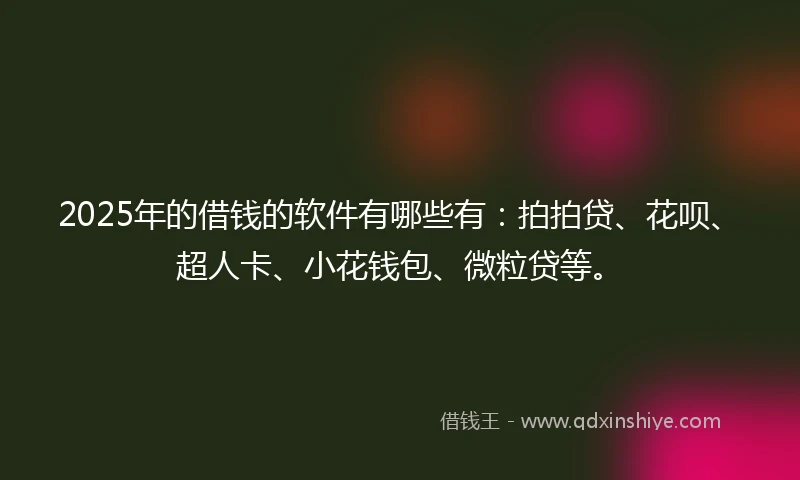 2025年的借钱的软件有哪些有：拍拍贷、花呗、超人卡、小花钱包、微粒贷等。