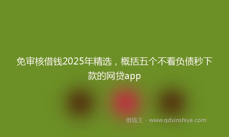 免审核借钱2025年精选，概括五个不看负债秒下款的网贷app