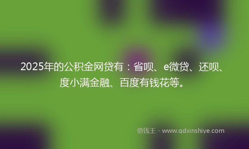 2025年的公积金网贷有：省呗、e微贷、还呗、度小满金融、百度有钱花等。