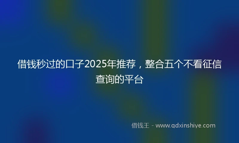 借钱秒过的口子2025年推荐，整合五个不看征信查询的平台