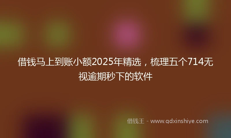 借钱马上到账小额2025年精选，梳理五个714无视逾期秒下的软件