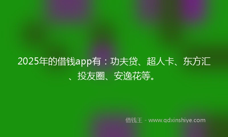 2025年的借钱app有：功夫贷、超人卡、东方汇、投友圈、安逸花等。