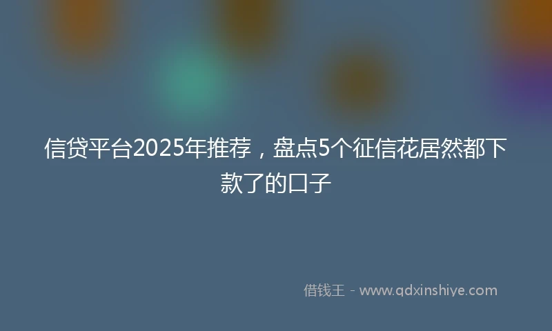 信贷平台2025年推荐，盘点5个征信花居然都下款了的口子
