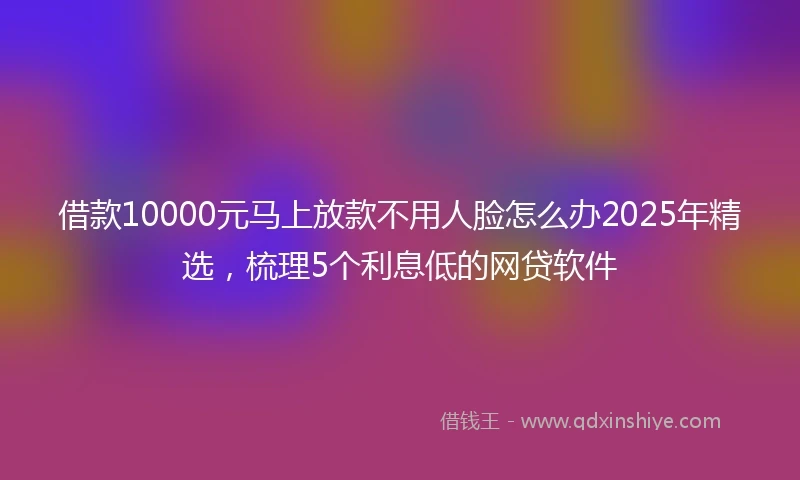 借款10000元马上放款不用人脸怎么办2025年精选，梳理5个利息低的网贷软件