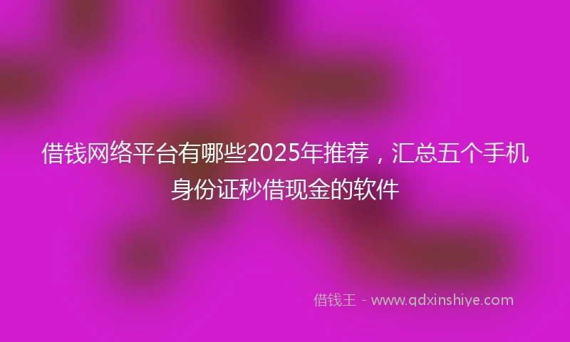 借钱网络平台有哪些2025年推荐，汇总五个手机身份证秒借现金的软件