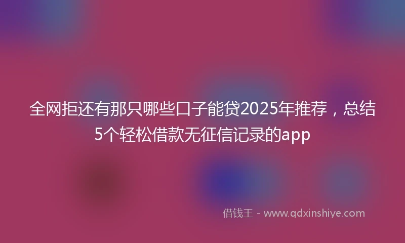 全网拒还有那只哪些口子能贷2025年推荐，总结5个轻松借款无征信记录的app