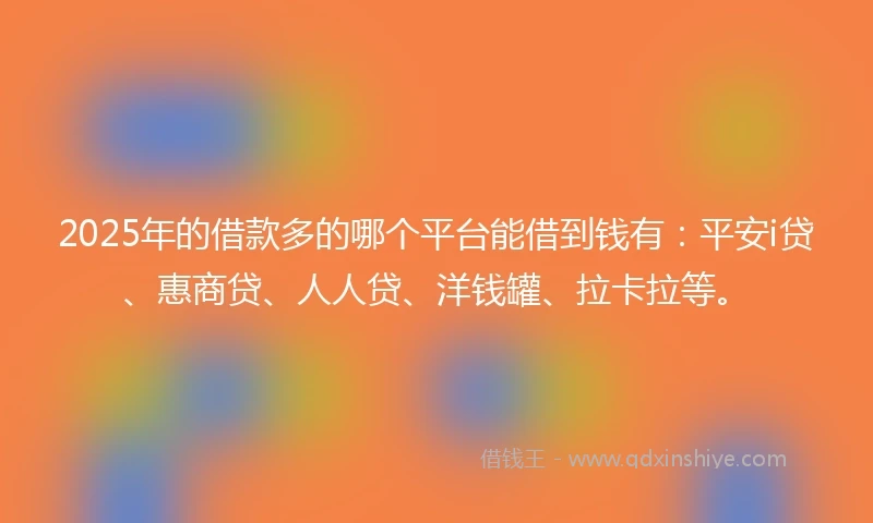 2025年的借款多的哪个平台能借到钱有：平安i贷、惠商贷、人人贷、洋钱罐、拉卡拉等。