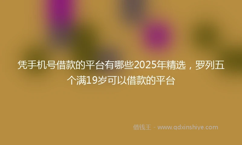 凭手机号借款的平台有哪些2025年精选，罗列五个满19岁可以借款的平台