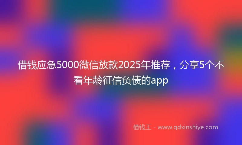 借钱应急5000微信放款2025年推荐，分享5个不看年龄征信负债的app