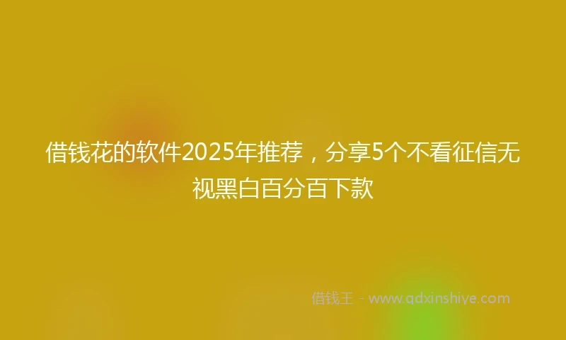 借钱花的软件2025年推荐，分享5个不看征信无视黑白百分百下款