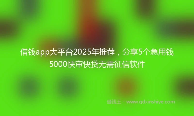 借钱app大平台2025年推荐，分享5个急用钱5000快审快贷无需征信软件