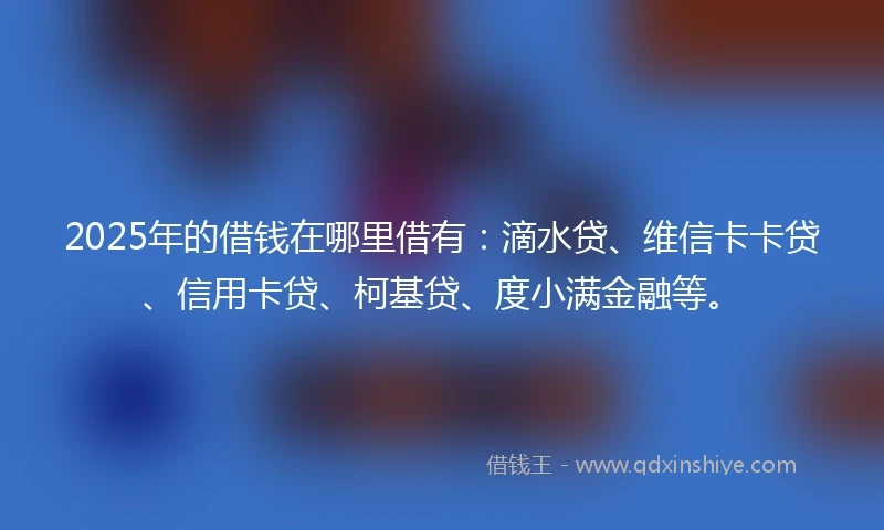 2025年的借钱在哪里借有：滴水贷、维信卡卡贷、信用卡贷、柯基贷、度小满金融等。