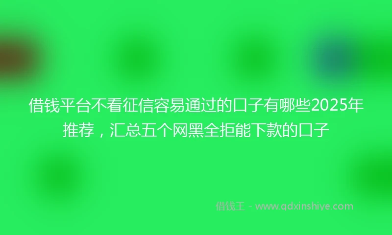 借钱平台不看征信容易通过的口子有哪些2025年推荐，汇总五个网黑全拒能下款的口子