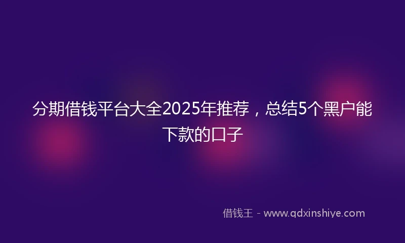 分期借钱平台大全2025年推荐，总结5个黑户能下款的口子