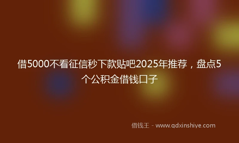 借5000不看征信秒下款贴吧2025年推荐，盘点5个公积金借钱口子