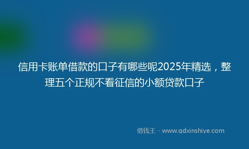 信用卡账单借款的口子有哪些呢2025年精选，整理五个正规不看征信的小额贷款口子