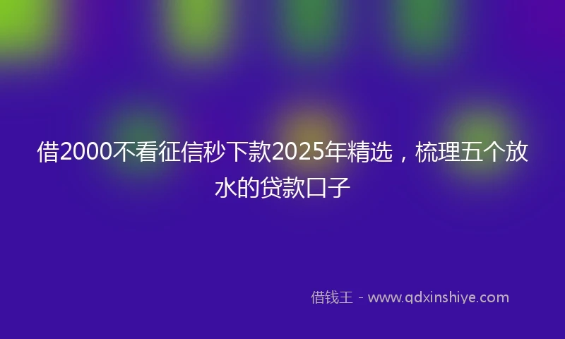 借2000不看征信秒下款2025年精选,梳理五个放水的贷款口子