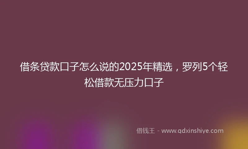 借条贷款口子怎么说的2025年精选，罗列5个轻松借款无压力口子