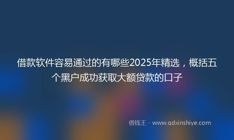 借款软件容易通过的有哪些2025年精选，概括五个黑户成功获取大额贷款的口子