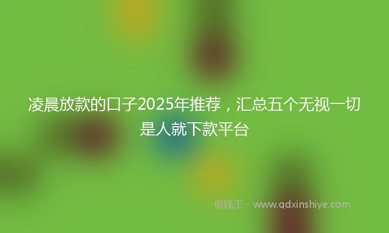 凌晨放款的口子2025年推荐，汇总五个无视一切是人就下款平台