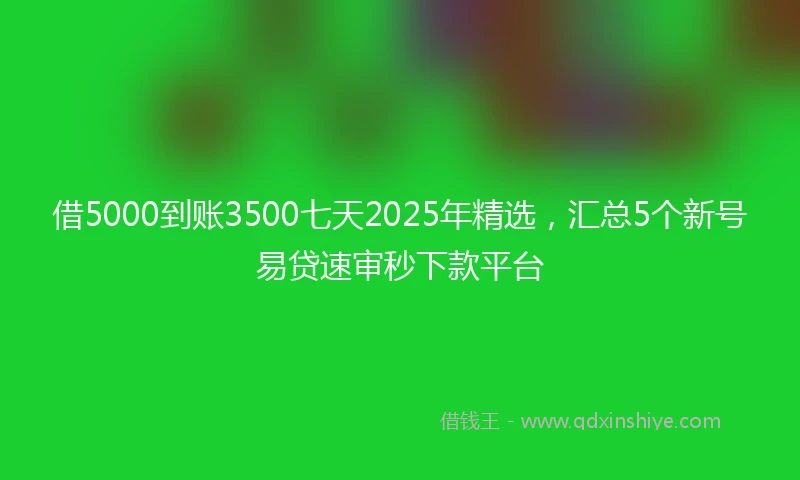 借5000到账3500七天2025年精选，汇总5个新号易贷速审秒下款平台