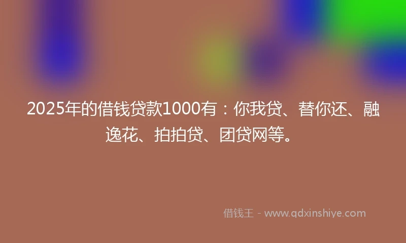 2025年的借钱贷款1000有：你我贷、替你还、融逸花、拍拍贷、团贷网等。