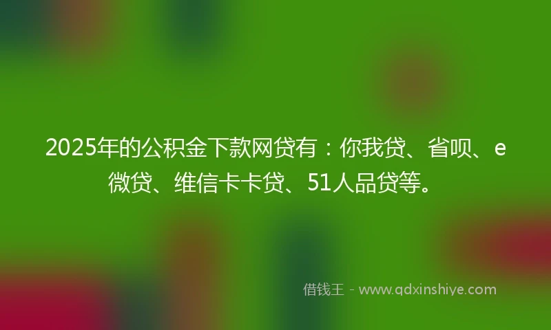 2025年的公积金下款网贷有：你我贷、省呗、e微贷、维信卡卡贷、51人品贷等。
