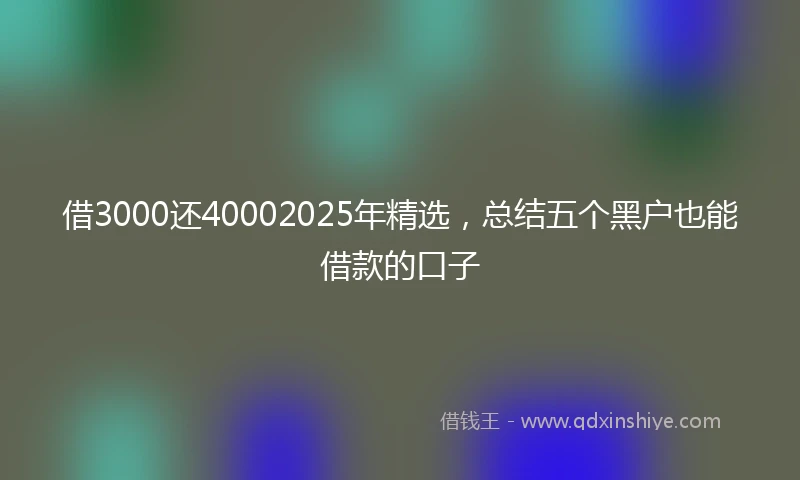 借3000还40002025年精选,总结五个黑户也能借款的口子