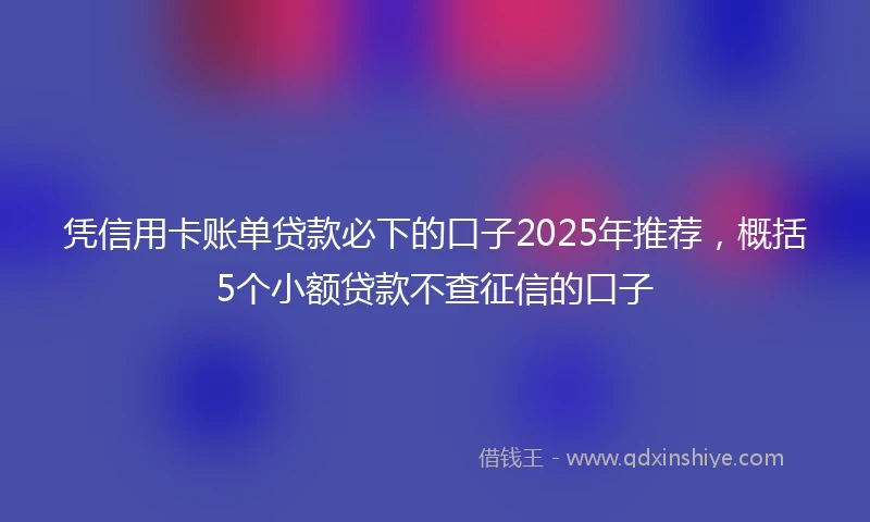 凭信用卡账单贷款必下的口子2025年推荐，概括5个小额贷款不查征信的口子