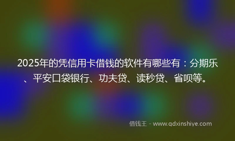 2025年的凭信用卡借钱的软件有哪些有：分期乐、平安口袋银行、功夫贷、读秒贷、省呗等。