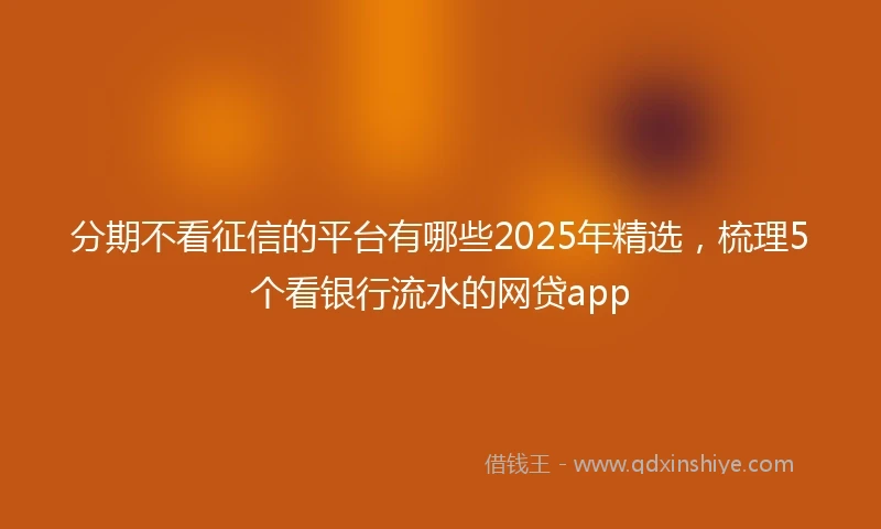 分期不看征信的平台有哪些2025年精选，梳理5个看银行流水的网贷app