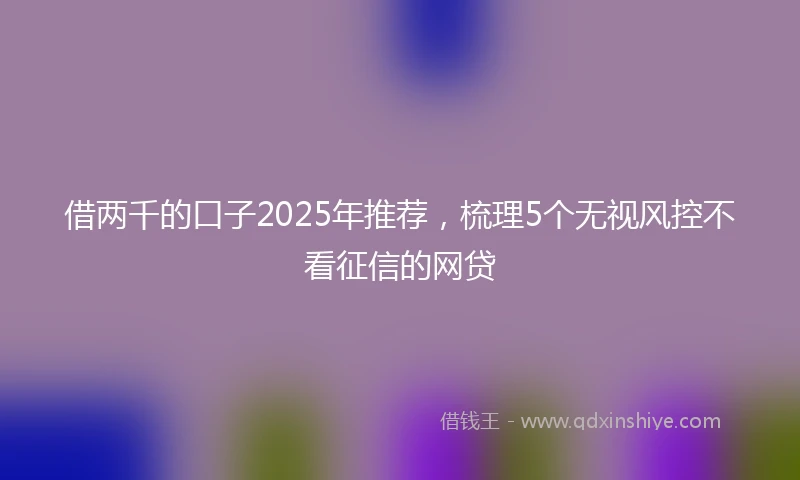 借两千的口子2025年推荐，梳理5个无视风控不看征信的网贷