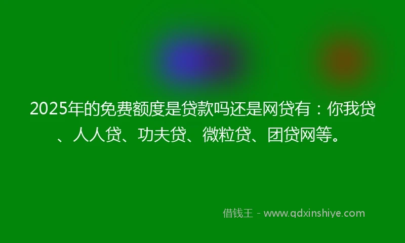 2025年的免费额度是贷款吗还是网贷有：你我贷、人人贷、功夫贷、微粒贷、团贷网等。